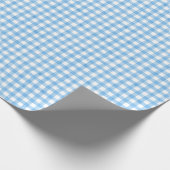 Waterverf Blauw en Wit Gingham Cadeaupapier (Hoek)
