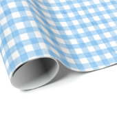 Waterverf Blauw en Wit Gingham Cadeaupapier (Rol Hoek)