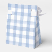 Waterverf Blauw en Wit Gingham Crest Bedankdoosjes (Achterkant)