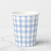 Waterverf Blauw en Wit Gingham Papieren Bekers (Achterkant)