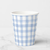 Waterverf Blauw en Wit Gingham Papieren Bekers (Voorkant)