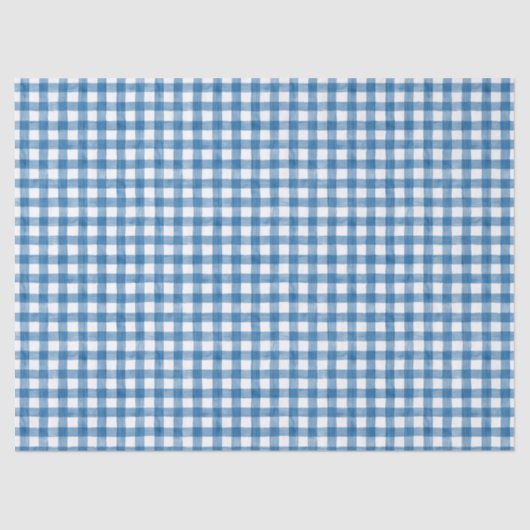 Waterverf Blauw en Wit Gingham Tissuepapier (Voorkant)