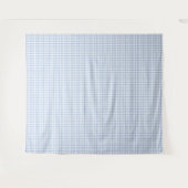 Waterverf Blauw en Wit Gingham Wandkleed (Voorkant (horizontaal))