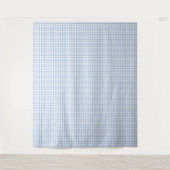 Waterverf Blauw en Wit Gingham Wandkleed (Voorkant)