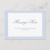 Waterverf Blauw en Wit Gingham Wedding Informatiekaartje (Voorkant)