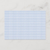 Waterverf Blauw en Wit Gingham Wedding Informatiekaartje (Achterkant)