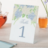 Waterverf Blauw en Wit Hydrangea Bruiloft Reclamebord Met Voetstuk (Insitu)