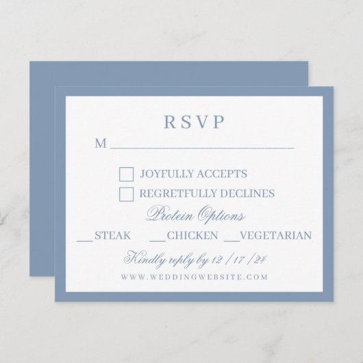 Waterverf Blauw en Wit Hydrangea Bruiloft RSVP Kaartje (Voorkant / Achterkant)