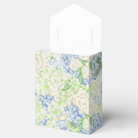 Waterverf Blauw en Wit Hydrangea Crest Bedankdoosjes (Geopend)