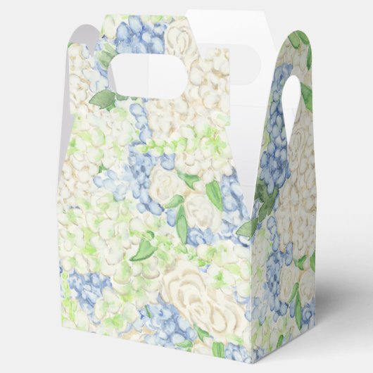 Waterverf Blauw en Wit Hydrangea Crest Bedankdoosjes (Geopend)