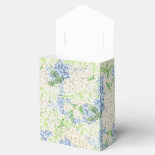 Waterverf Blauw en Wit Hydrangea Crest Bedankdoosjes (Geopend)