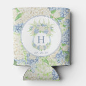 Waterverf Blauw en Wit Hydrangea Crest Blikjeskoeler (Achterkant)