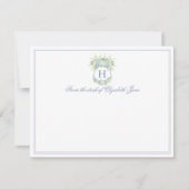 Waterverf Blauw en Wit Hydrangea Crest Bruiloft Bedankkaart (Voorkant)