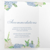 Waterverf Blauw en Wit Hydrangea Crest Bruiloft Drieluik Uitnodiging (Binnenzijde eerst)