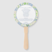 Waterverf Blauw en Wit Hydrangea Crest Bruiloft Handwaaier (Achterkant)