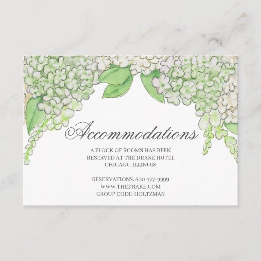 Waterverf Blauw en Wit Hydrangea Crest Bruiloft Informatiekaartje (Voorkant)