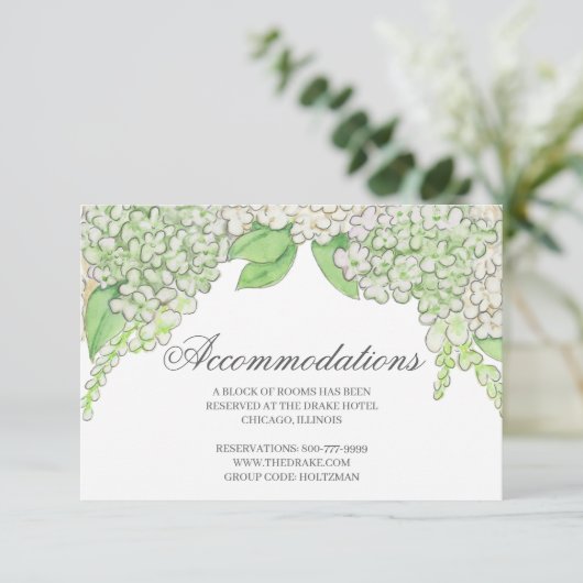 Waterverf Blauw en Wit Hydrangea Crest Bruiloft Informatiekaartje (Staand voorkant)