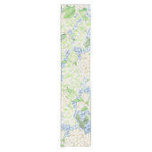Waterverf Blauw en Wit Hydrangea Crest Bruiloft Korte Tafelloper (Voorkant)