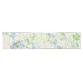 Waterverf Blauw en Wit Hydrangea Crest Bruiloft Korte Tafelloper (Horizontaal)