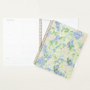 Waterverf Blauw en Wit Hydrangea Crest Bruiloft Planner