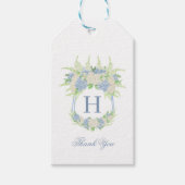Waterverf Blauw en Wit Hydrangea Crest Cadeaulabel (Voorkant)
