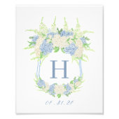 Waterverf Blauw en Wit Hydrangea Crest Foto Afdruk (Voorkant)