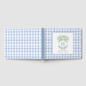 Waterverf Blauw en Wit Hydrangea Crest Gingham Gastenboek (Volledig)