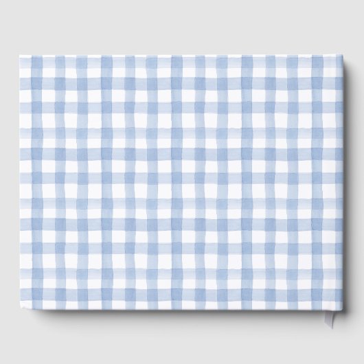 Waterverf Blauw en Wit Hydrangea Crest Gingham Gastenboek (Achterkant)