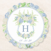 Waterverf Blauw en Wit Hydrangea Crest Kartonnen Onderzetters (Voorkant)