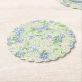 Waterverf Blauw en Wit Hydrangea Crest Kartonnen Onderzetters (Gekanteld)
