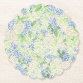 Waterverf Blauw en Wit Hydrangea Crest Kartonnen Onderzetters (Voorkant)