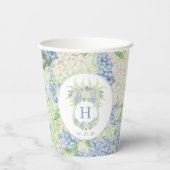 Waterverf Blauw en Wit Hydrangea Crest Papieren Bekers (Achterkant)