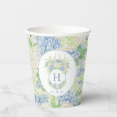 Waterverf Blauw en Wit Hydrangea Crest Papieren Bekers (Voorkant)
