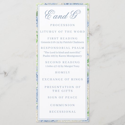 Waterverf Blauw en Wit Hydrangea Crest Programma (Voorkant)