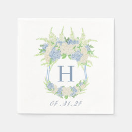 Waterverf Blauw en Wit Hydrangea Crest Servet