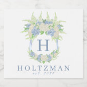 Waterverf Blauw en Wit Hydrangea Crest Sparkling Wijnetiket (Enkel label)