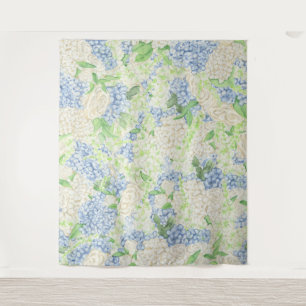 Waterverf Blauw en Wit Hydrangea Crest Wandkleed