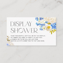 Waterverf Blauw en Wit Hydrangea Display Douche Informatiekaartje