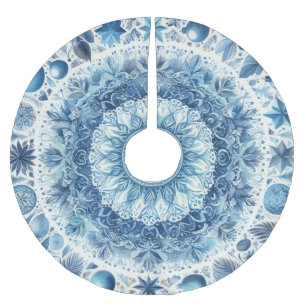 Waterverf Blauw en Wit Kerstvakantie Kerstboom Rok