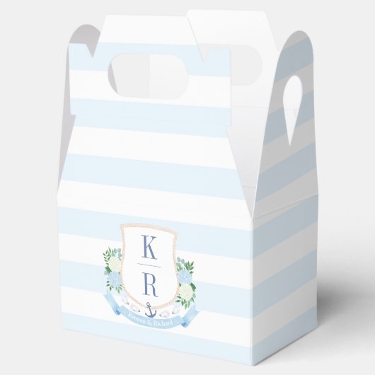 Waterverf Blauw En Wit Kust Bruiloft Bedankdoosjes (Geopend)