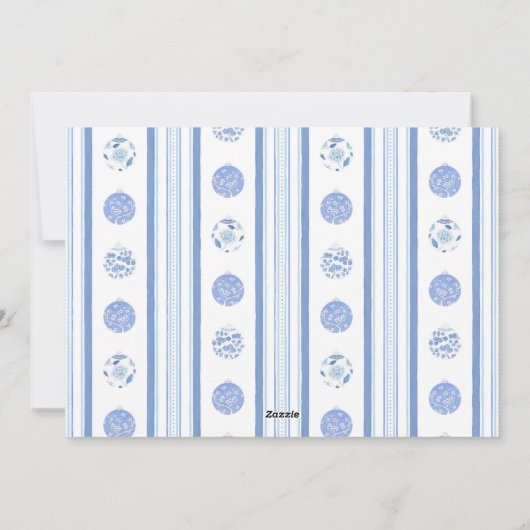 Waterverf blauw en wit Ornament kerstfoto Feestdagenkaart (Achterkant)