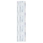 Waterverf blauw en wit streeppatroon korte tafelloper (Voorkant)