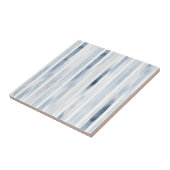 Waterverf blauw en wit streeppatroon tegeltje (Zijkant)