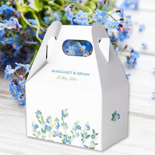 Waterverf blauw en wit vergeet me niet bruiloft bedankdoosjes