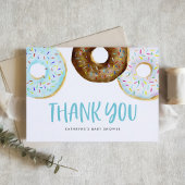 Waterverf Blauw en Witte Donuts Baby Sprinkle Bedankkaart