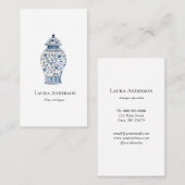 Waterverf Blauw en witte Urn Visitekaartje (Voorkant / Achterkant)