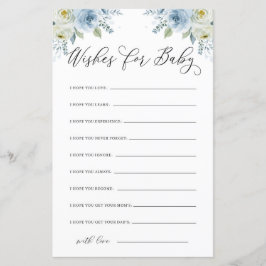 Waterverf Blauw en Witte Vloeren wenst Baby