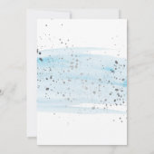 Waterverf Blauw en Zilver Sparkle First Dag Kaart (Achterkant)