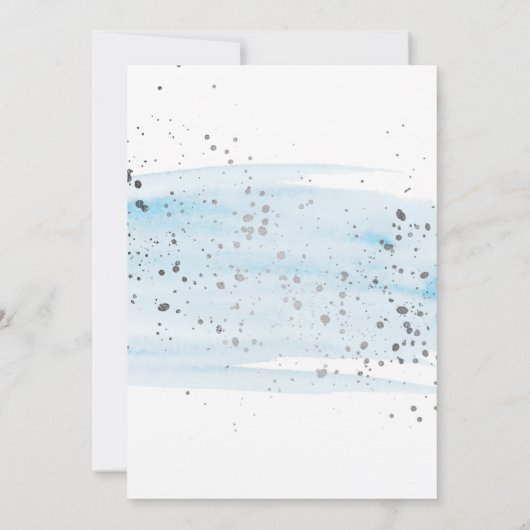 Waterverf Blauw en Zilver Sparkle First Dag Kaart (Achterkant)