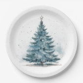 Waterverf Blauw en zilver Winter Wonderland Papieren Bordje (Voorkant)